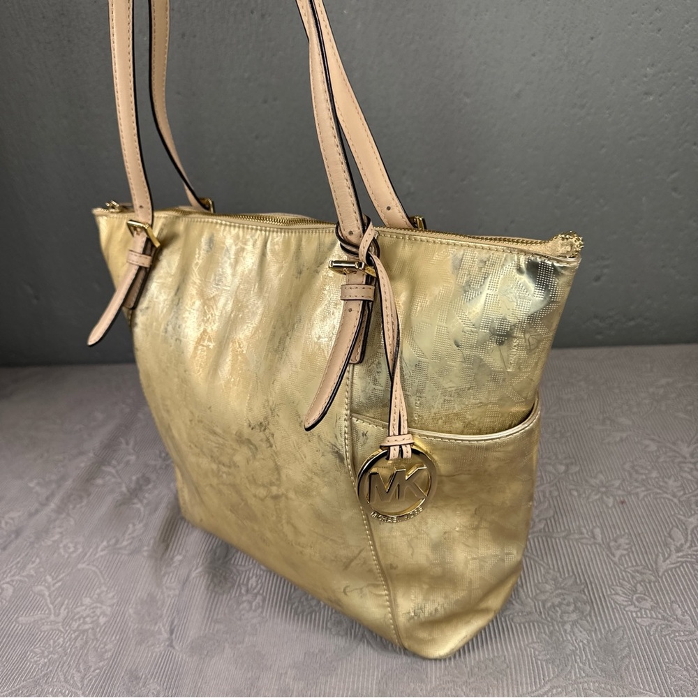 Michael Kors Two Handle Bag Gold & Metallic Patent Leather MK